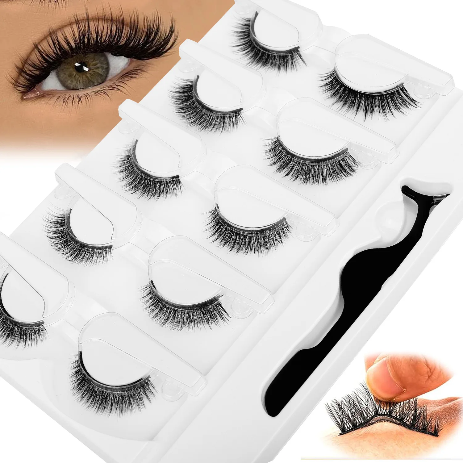 5 أزواج من الرموش ذاتية اللصق خالية من الغراء ثلاثية الأبعاد رموش صناعية طبيعية خطوة واحدة تطبيق سهل إزالة ماكياج العين بالجملة #4