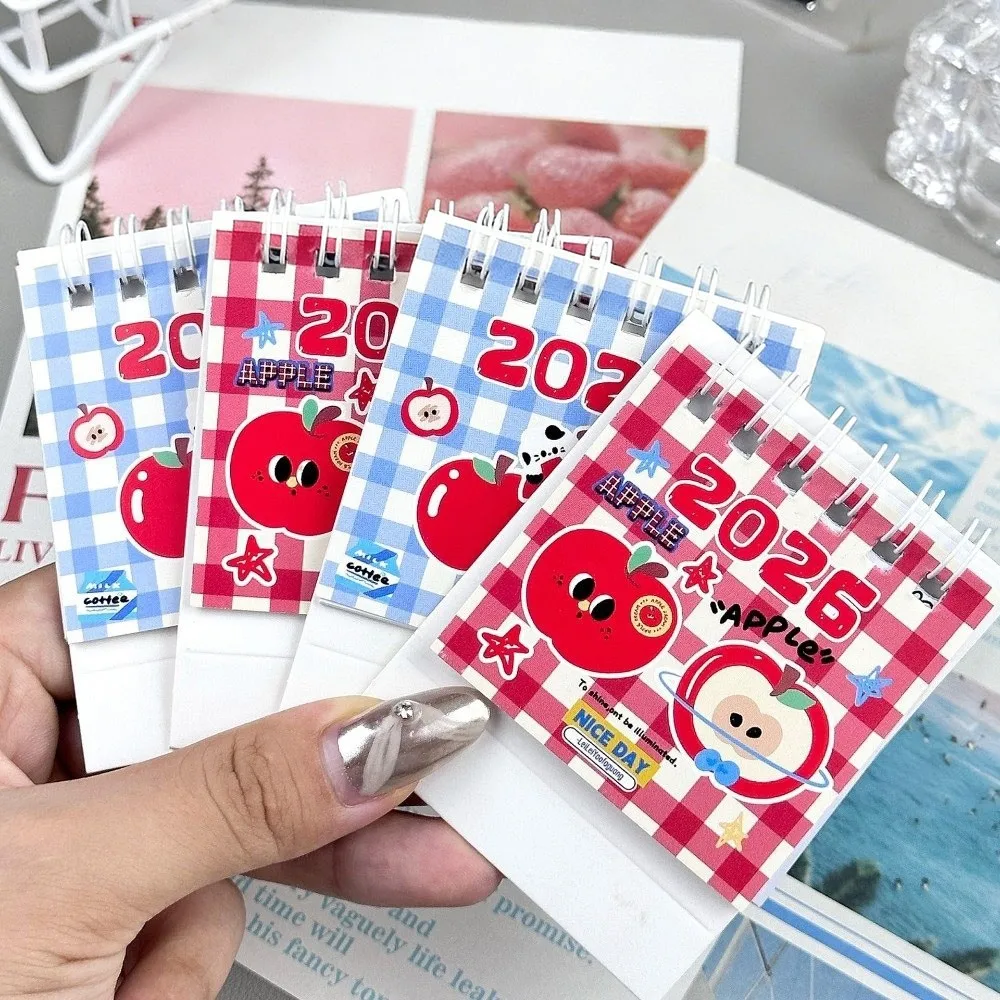 Creative Mini 2026 Desk Calendar Coil Binding Cartoon Schedule Planner Bow Portable Daily Planner Desktop Decoration