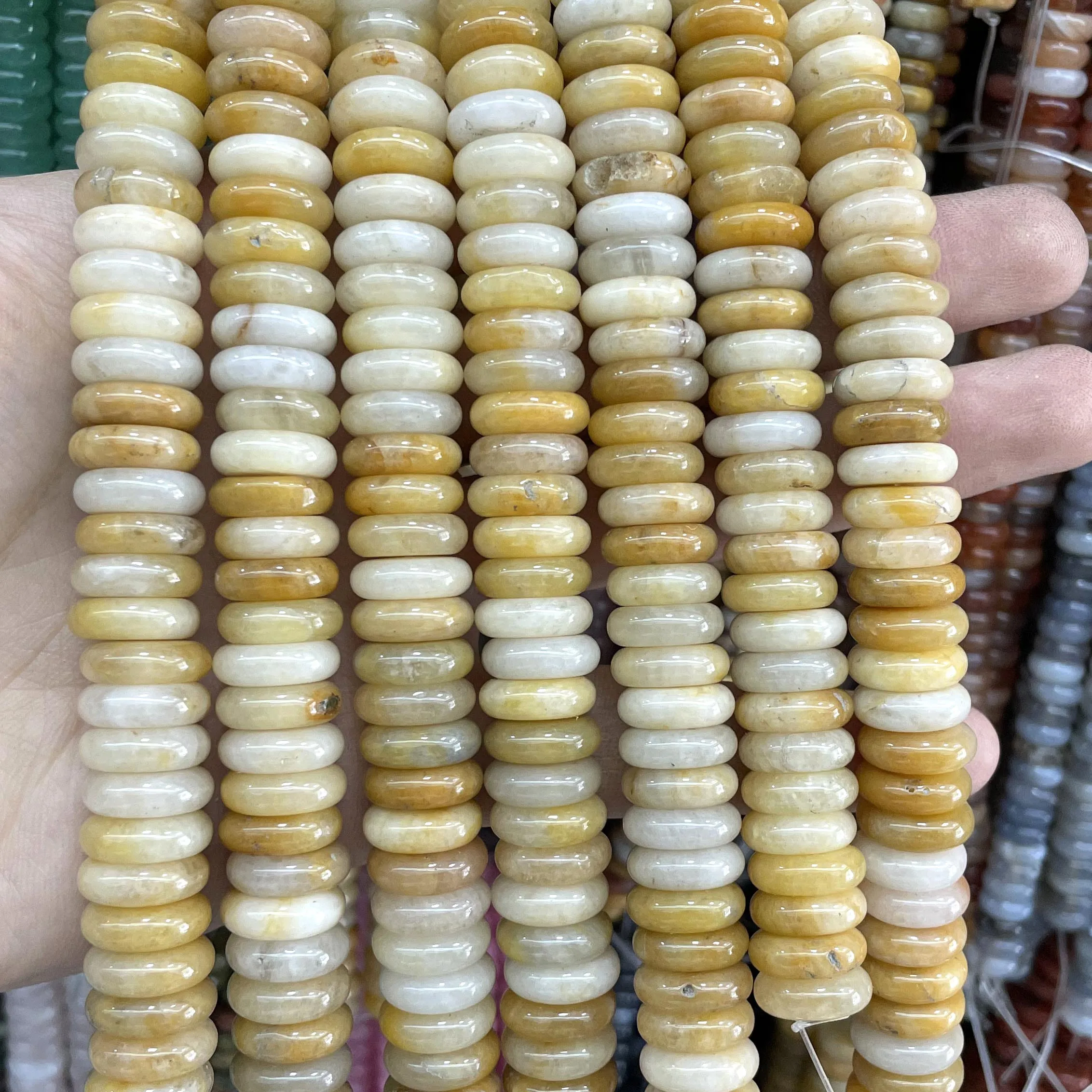 4X12MM Naturstein Rondelle 7 Chakra Quarz Jaspis Achate Flache Runde Spacer Perlen Für Schmuck Machen DIY armband Zubehör – Detail 10