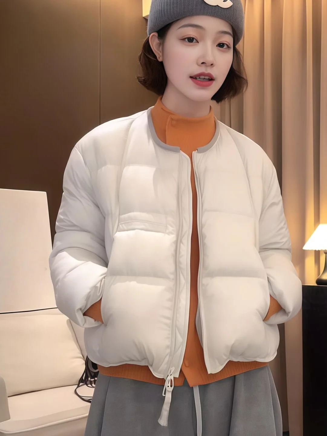 

Модная женская хлопковая куртка с круглым вырезом, утепленная, в корейском стиле, повседневная, универсальная, новая модель, зимняя, плотная верхняя одежда