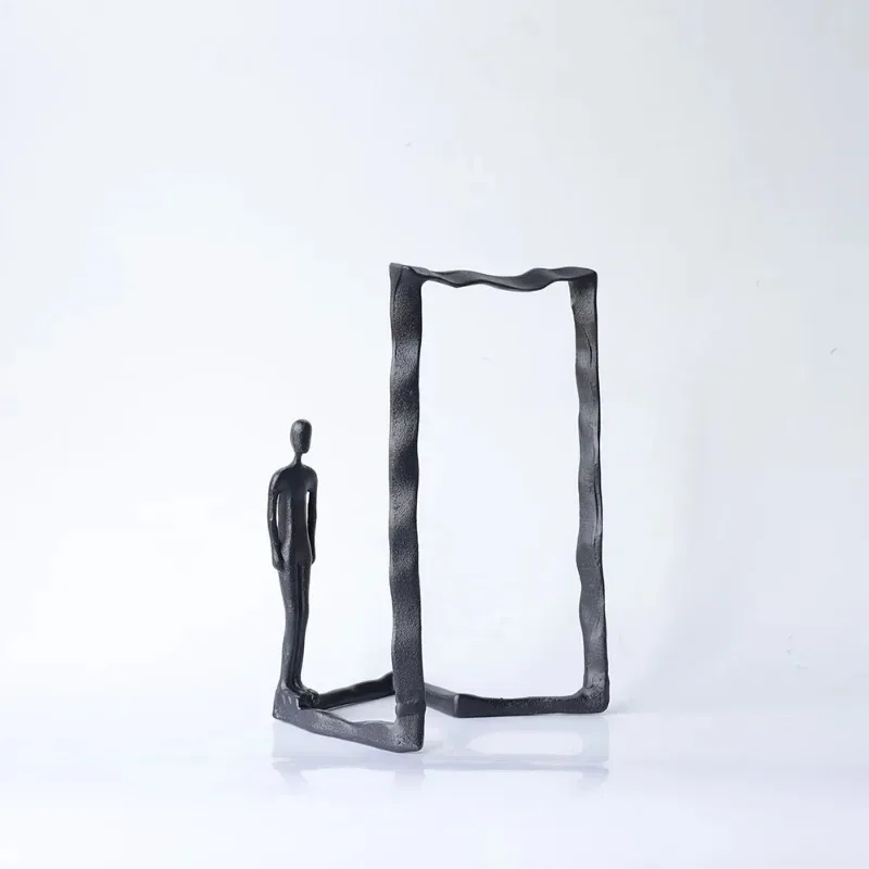 Modern minimalist creative cast iron frame character ornament office bedroom entrance coffee table study home decoration
