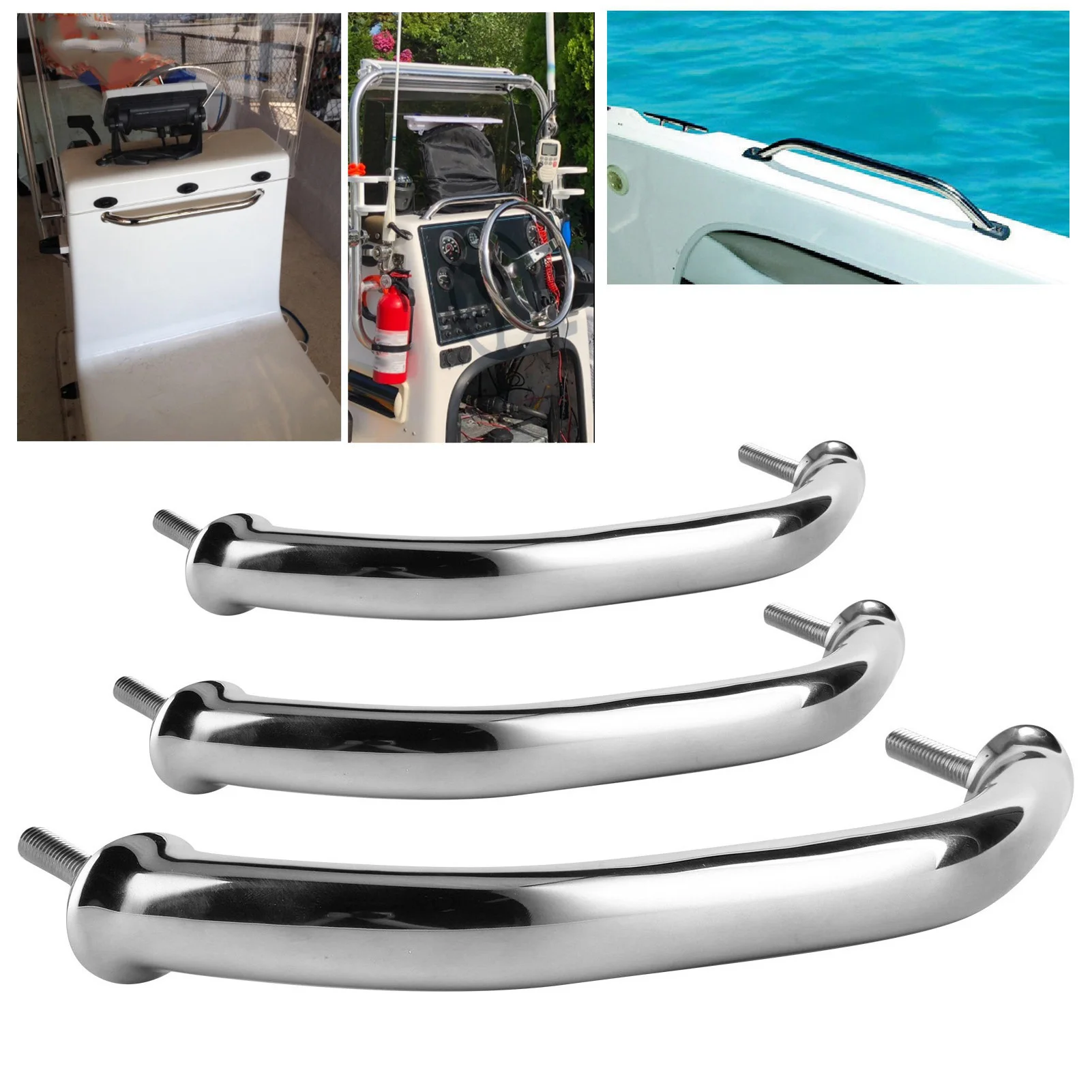 Boat Handrail Boat Rail Grip Grab Bar Marine Boat Handle Door Grab Bar Handrail Oval Stainless Steel Rail Grip for Hatch Deck