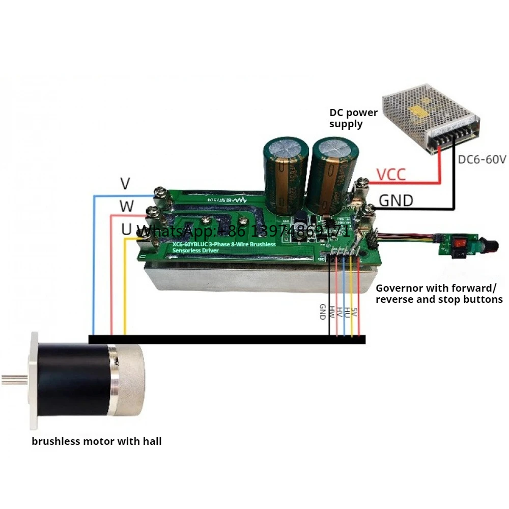 DC6-60V Motor Forward and Reverse Controller BLDC Brushless Motor Driver Module with Hall 750W High-power Motor Speed Regulator