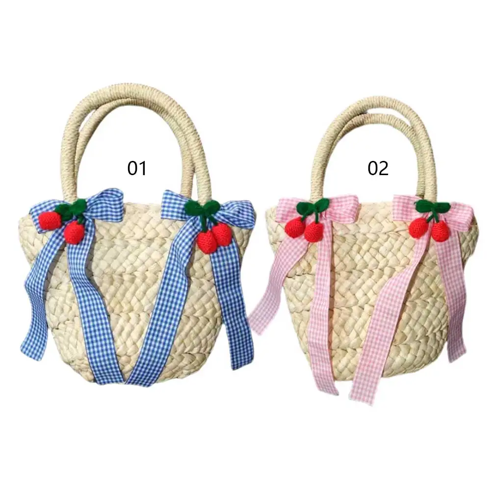 

Женская соломенная сумка-тоут, вместительная плетеная сумка через плечо, модная сумка-мессенджер с бантом, летняя пляжная сумка