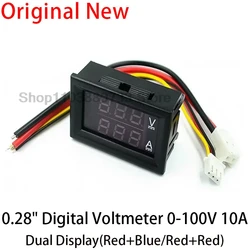 1PCS DC 0-100V 10A Voltmetro Digitale Amperometro Doppio Display Rilevatore di Tensione Misuratore di Corrente Pannello Amp Volt Gauge 0.28 