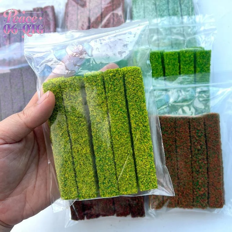 2 pçs simulação diy materiais grama cerca arbusto tiras mesa de areia verde modelo em miniatura para ao ar livre indoor construção diorama