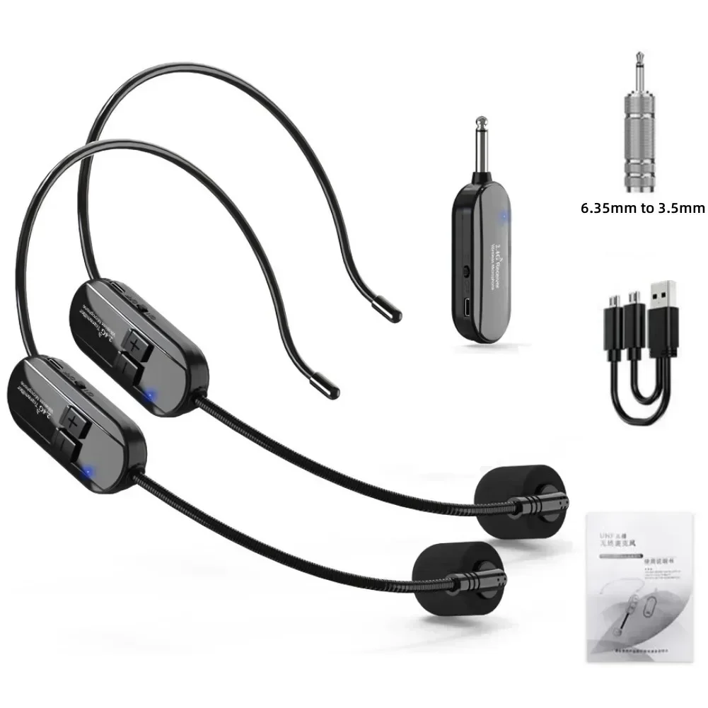 2.4G Wireless Microphone Headset Mic Wireless Earphone For Voice Amplifier Speaker Karaoke Computer Teaching Meeting Yoga