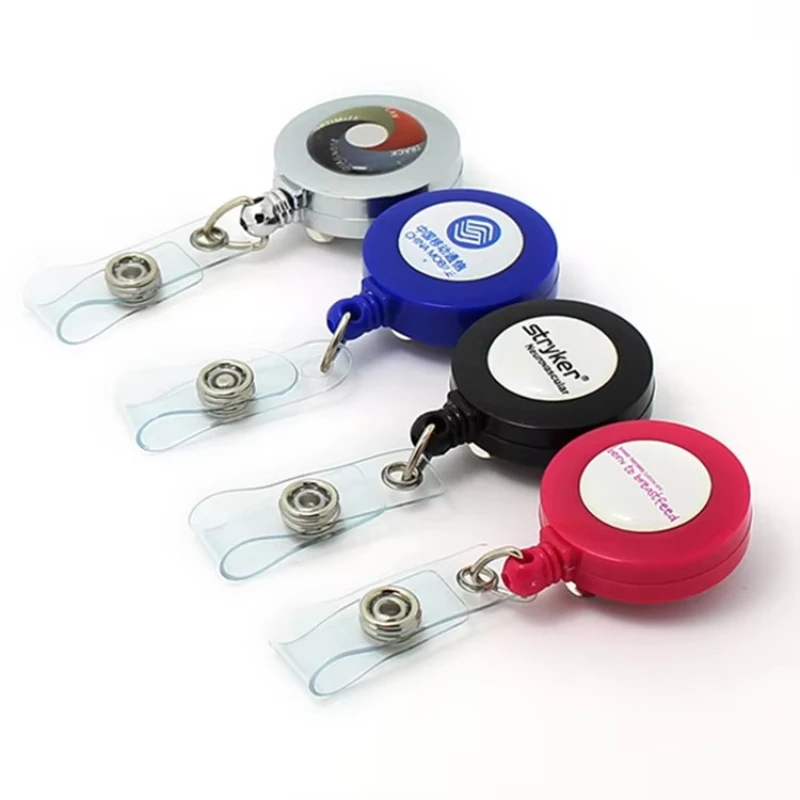 50pcs Personalized Card Badge Holder Reels with Clip Name Reel Round Office School Supplies Retractable Lanyard Badge Holder