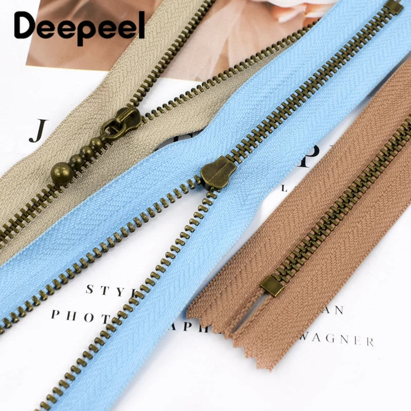 2Pcs Deepeel 3# 12-20cm Metal Zippers Close-end Zips Sewing Bag Garment Wallet Zipper Repair Kit Decor Tailoring Craft Accessory