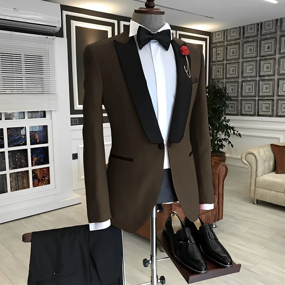 Classic Men\'s Wedding Tuxedo 2 Piece Set Black Jacket Pants Tie Elegant Men\'s Suit Customized XS-5XL