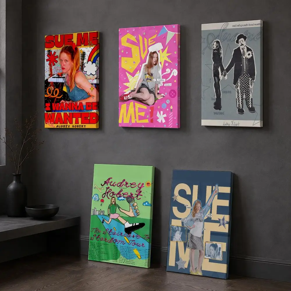 Singer A-Audrey Hobert Framed Wall Painting Modern Framed Canvas Wall Art Print Home Decoration Poster Living Room
