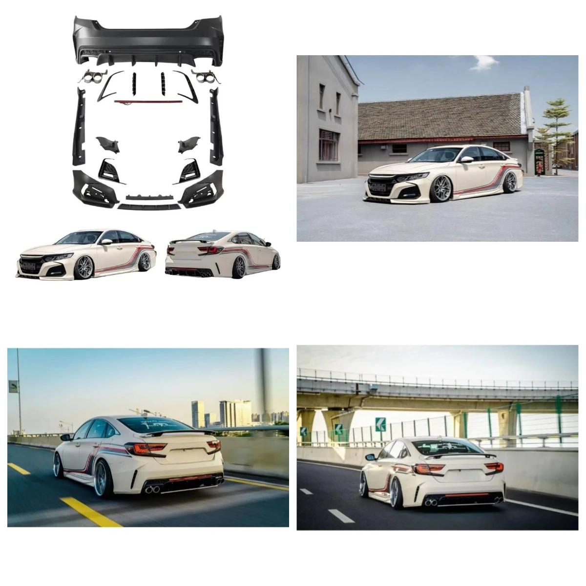 

STLF Body Kit For 10th Generation Accord Upgrade Yofer Dragon Shadow Body Kit Car Bumper Front Lip Side Skirts Tuning PP