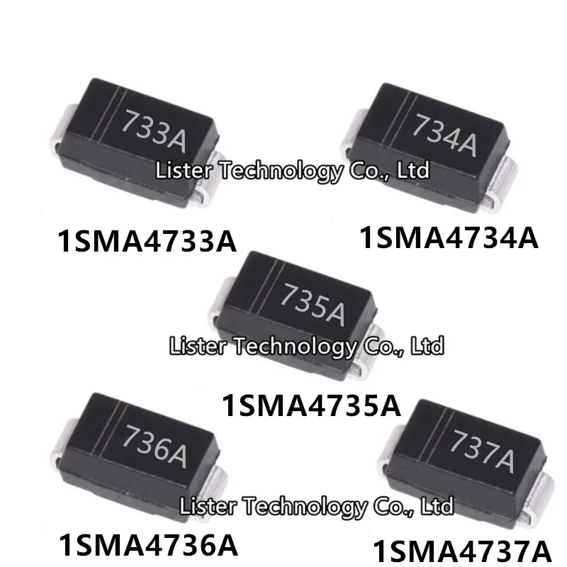 SMA Zener Diode ، 1W ، 1 sma4733a ، 1 sma4734a ، 1 sma4735a ، 1 sma4736a ، 1 sma4737a ، 733A ، 735A ، 736A ، SMD ، 50-Lot ، جديد