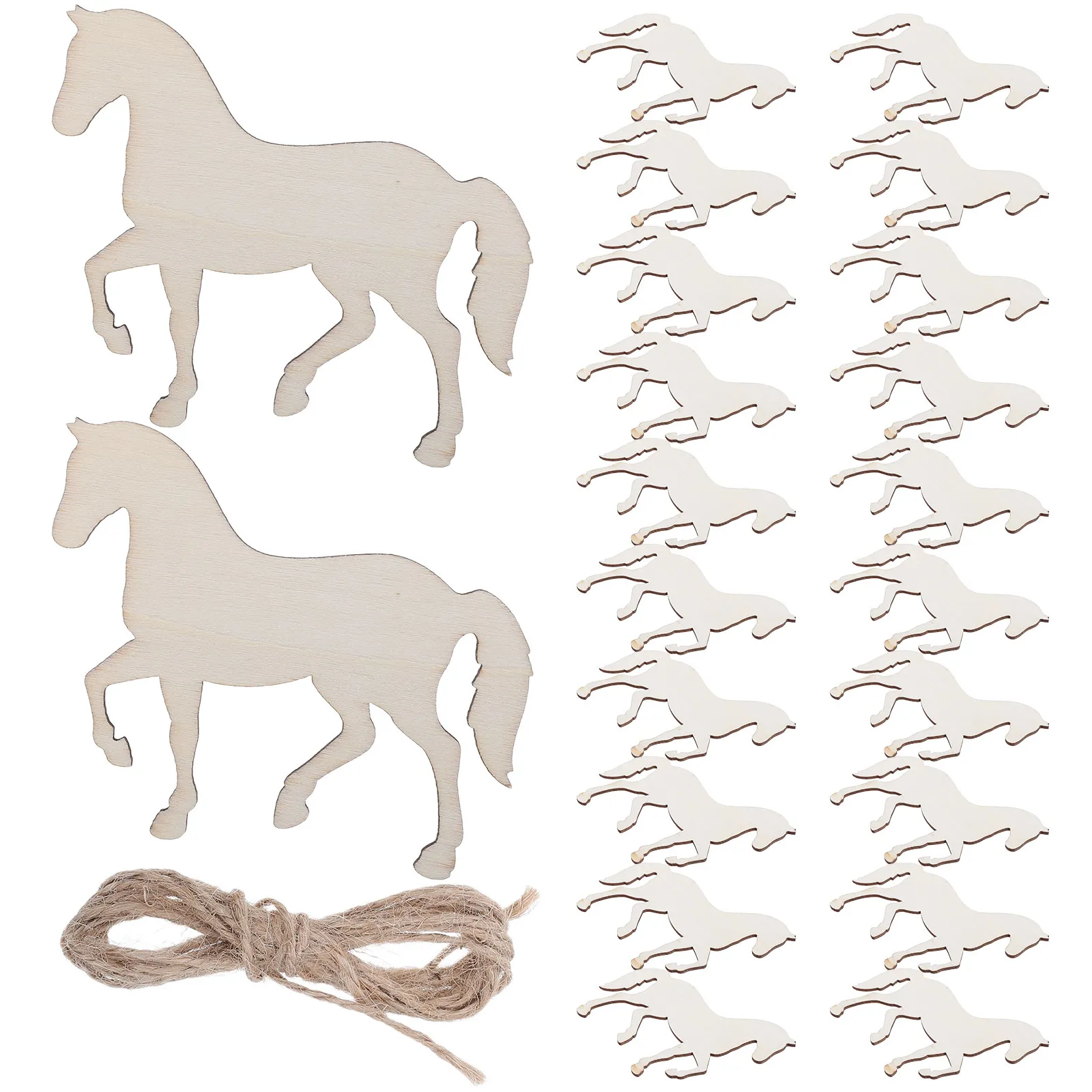 20 Pcs Wooden Horse Model Craft Cutout Make Your Own Unfinished Cutouts Paintable Blank