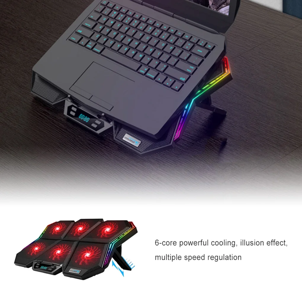 RGB Light Portable Laptop Cooling Stand Universal Adjustable Cooler