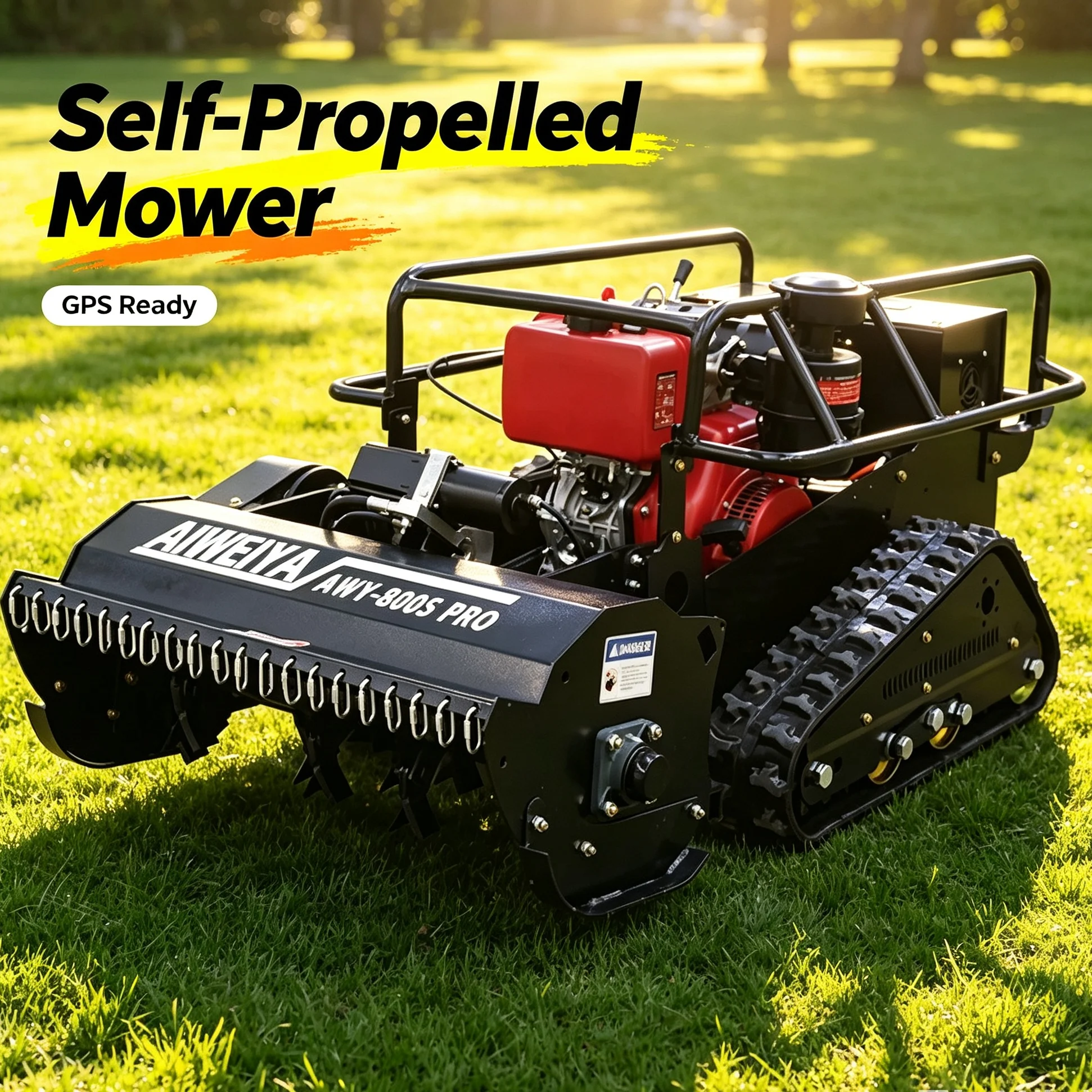 Customized bulk supply lawn mower with remote control, adjustable cutting height system pairs crawler structure and removable