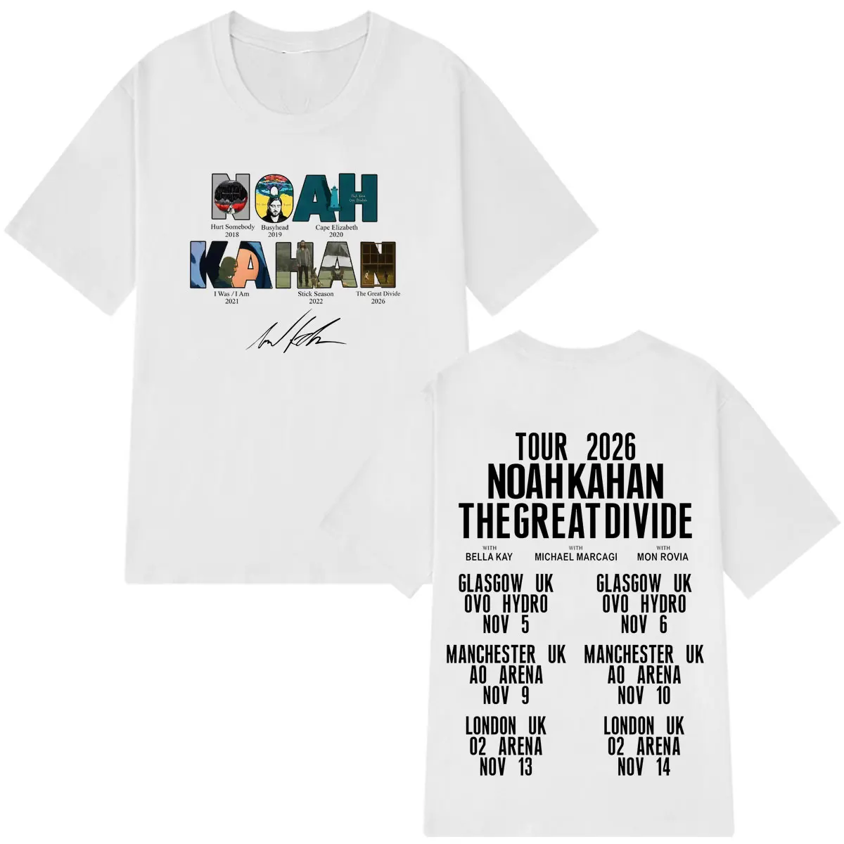 Noah Kahan The Great Divide Tour 2026 Graphic T-shirt Men Women Fashion T-shirt Summer Loose Casual Cotton Oversized T-shirts