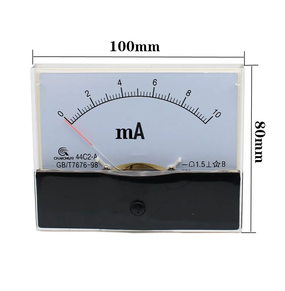 44C2-mA 1mA 2mA 3mA 5mA 10mA 15mA 20mA 30mA 50mA 100mA Class 1.5 Accuracy DC 0-5A Analog Panel Meter Ammeter Amperemeter