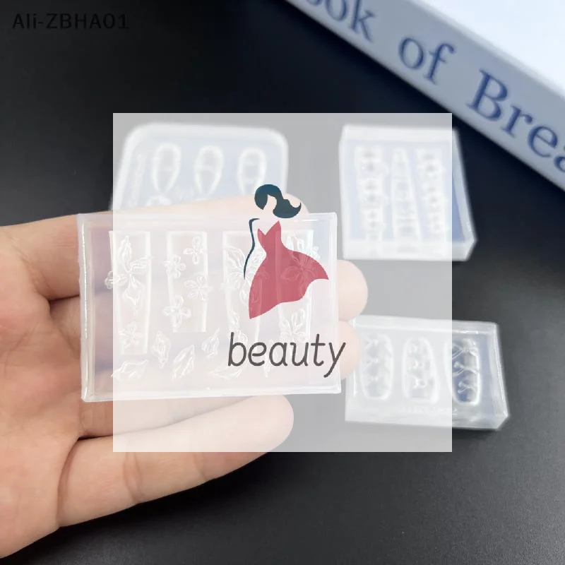 1 pezzo di decorazione per unghie fai da te fiore trasparente modello per unghie strumento di progettazione per manicure crema fiocco orso stampo per unghie in silicone 3D