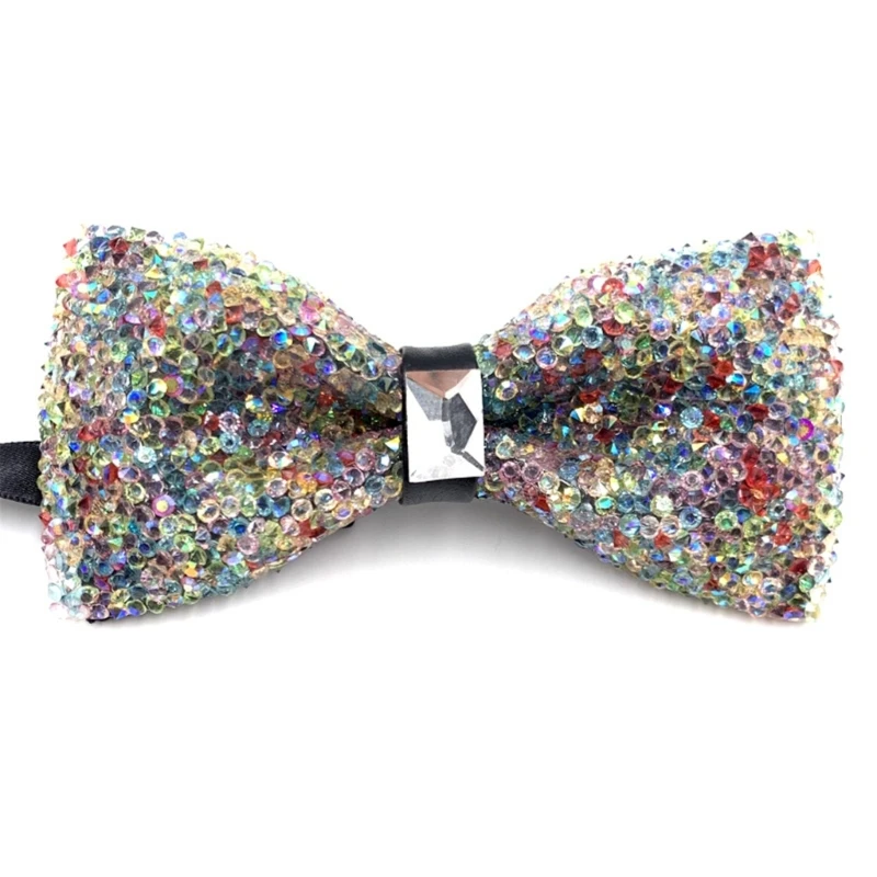 Mens Adjustable Pre-Tied Bowtie Banquets Tuxedo Wedding Party Rhinestones Diamond Bow Tie Fashion Collar Jewelry Gift Dropship