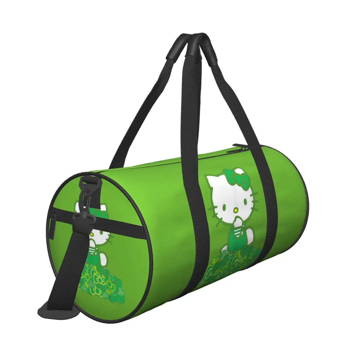 Hello Kitty Green Bows And Clovers Travel Bag Yoga Sports Bags Large Capacity Vintage Gym Bag Male Female Weekend Fitness Bag