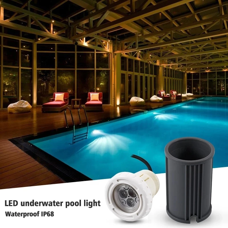 6W AC12V 3 LED Recessed Swimming Pool Lights Spa RGB White Color Fountain Lamp Underwater Swimming Spa Pool Light