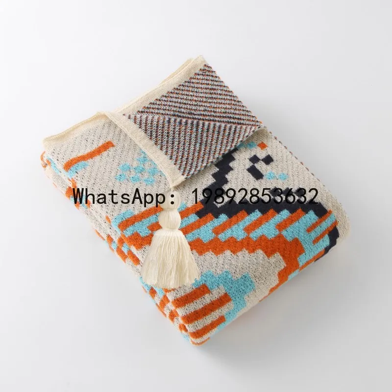 

Вязаное одеяло-накидка PYJ в этническом стиле для офиса, дивана, декоративное, для ног, шаль, палантин