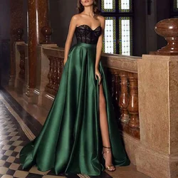 Hunter Green Skirt Women High Split Pleated Custom Elegant Long A Line Skirts High Waistline Fashion Maxi Skirt Zipper