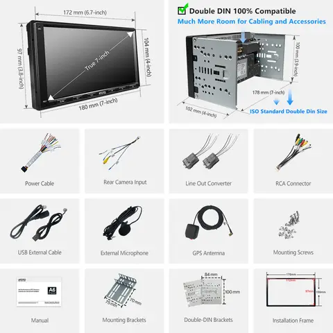 ATOTO Universal 7 inch Android Car Stereo Double 2 Din Multimedia Player Carplay Screen Android Auto 2Din Bluetooth Radio A6 8 best sales carplay double din - №4