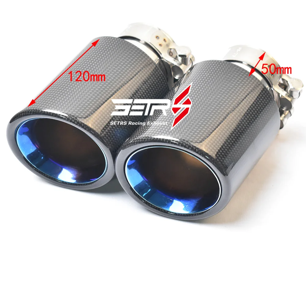 

Синий универсальный глянцевый вьющийся выхлопной трубы из нержавеющей стали со скошенной кромкой, наконечник глушителя из углеродного волокна