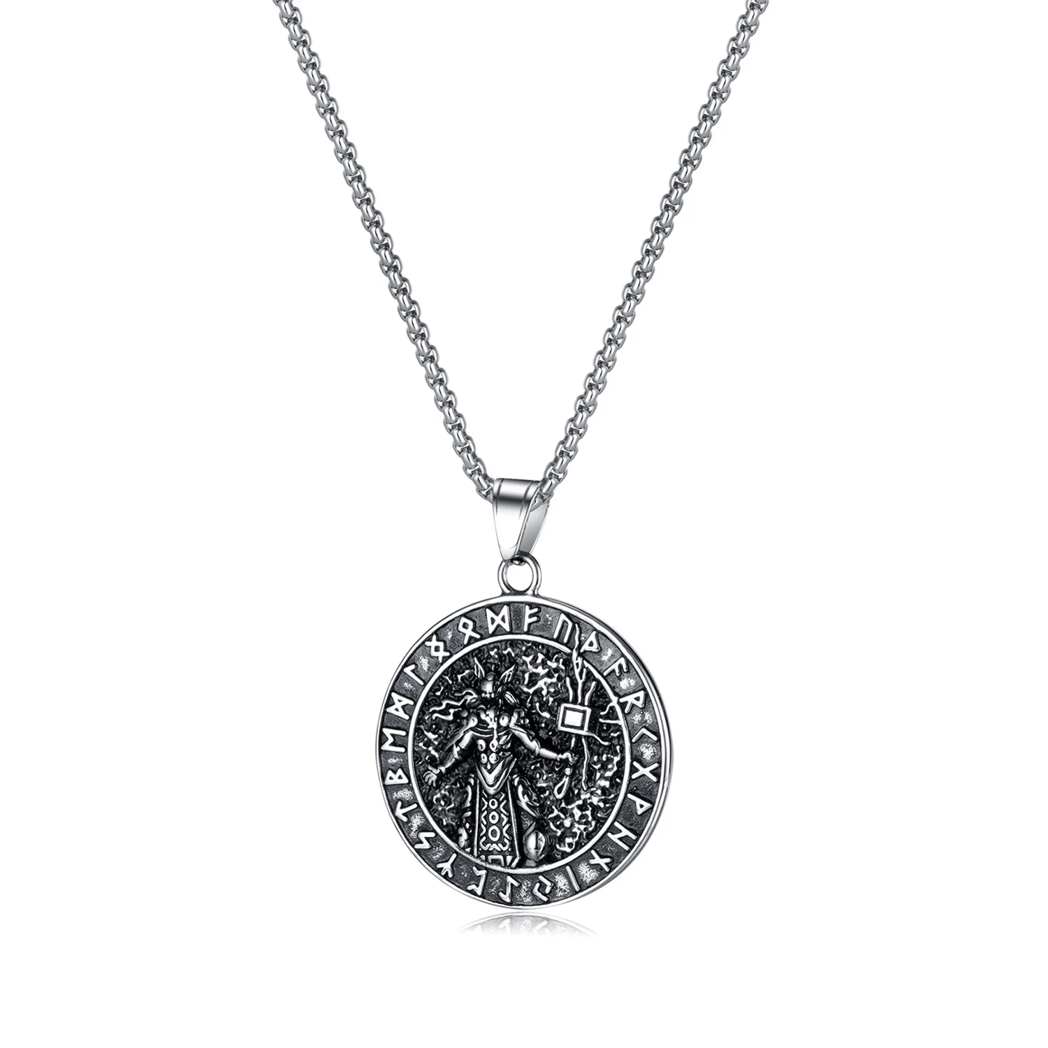

Men’s Viking Odin Pendant Necklace – Norse Mythology Stainless Steel Rune Amulet Jewelry
