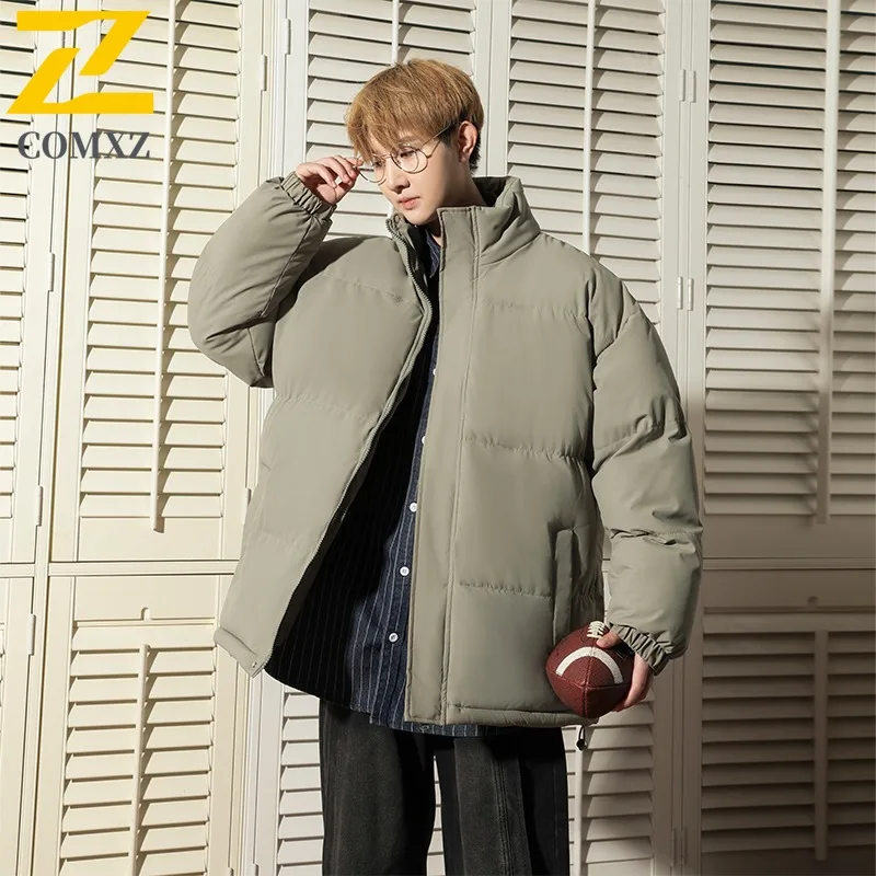 

COMXZ Мужская зимняя куртка Удобная минималистичная куртка с воротником-стойкой для путешествий и катания на лыжах Уличная легкая хлопковая стеганая куртка