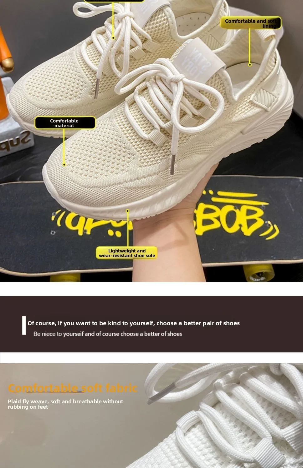 Atmungsaktive Damen-Mesh-Sneaker mit Wellensohle, dicker Plateau-Sohle, höhenverstellbar, leicht, zum Schnüren, für den Alltag, zum Gehen, Sport, Freizeit. – Detail 8