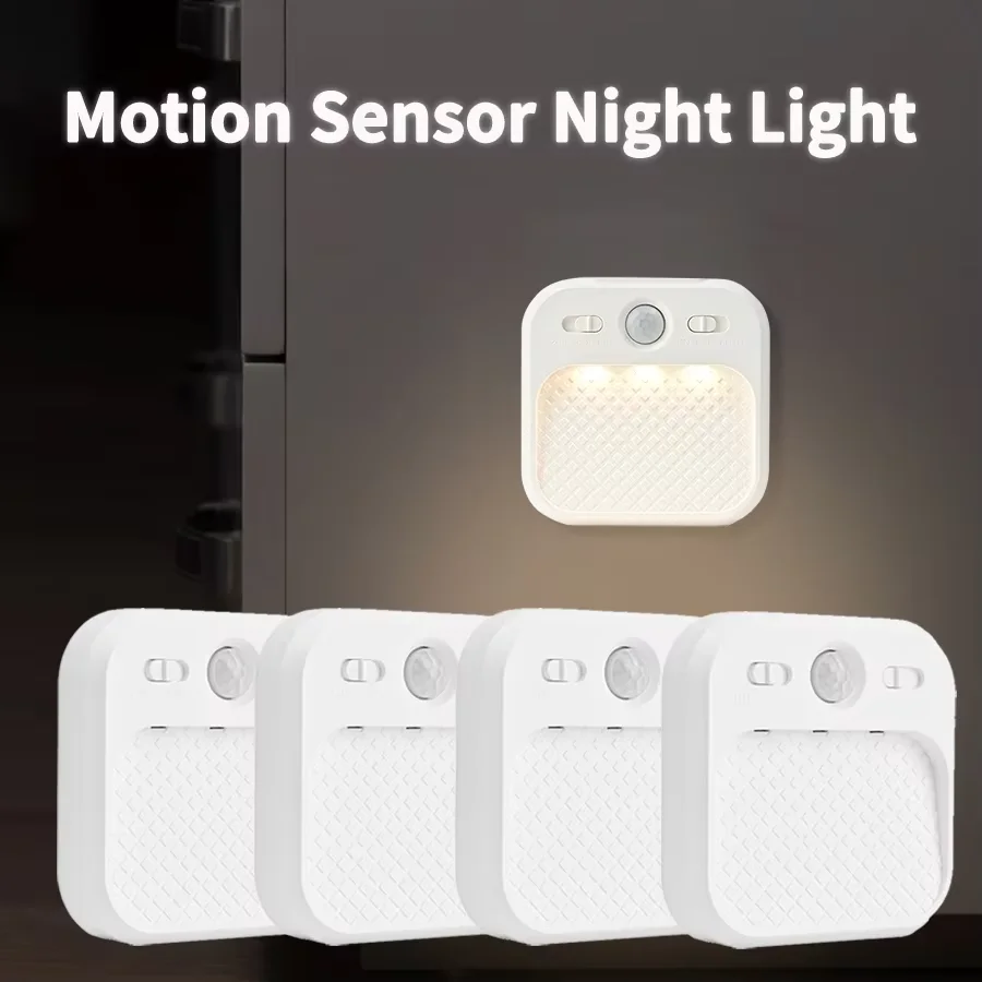 1-4 Pack Motion Sensor LED Cabinet Lamp Rechargeable Wireless Magnetic Night Light For Bedroom Stairs Hallway Kitchen Lighting