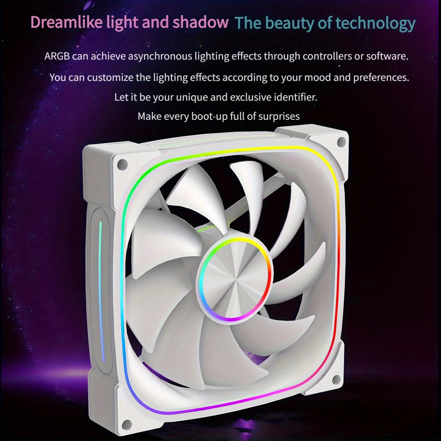 Prism 9PRO Fan 12cm Desktop Computer ARGB Divine Light Synchronous 5V Temperature Control Silent Cooling Chassis Fan