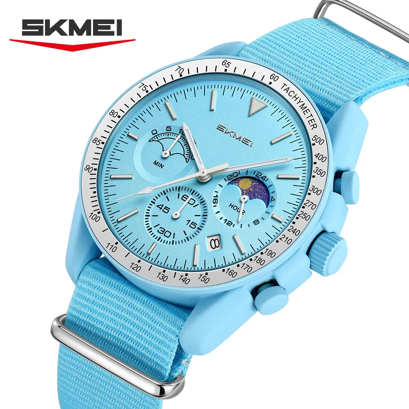 SKMEI 9392 Watch Gifts reloj mujer Quartz Chronograph Watches Men Women Date 30M Waterproof Sport Wristwatch Fashion Nylon Strap