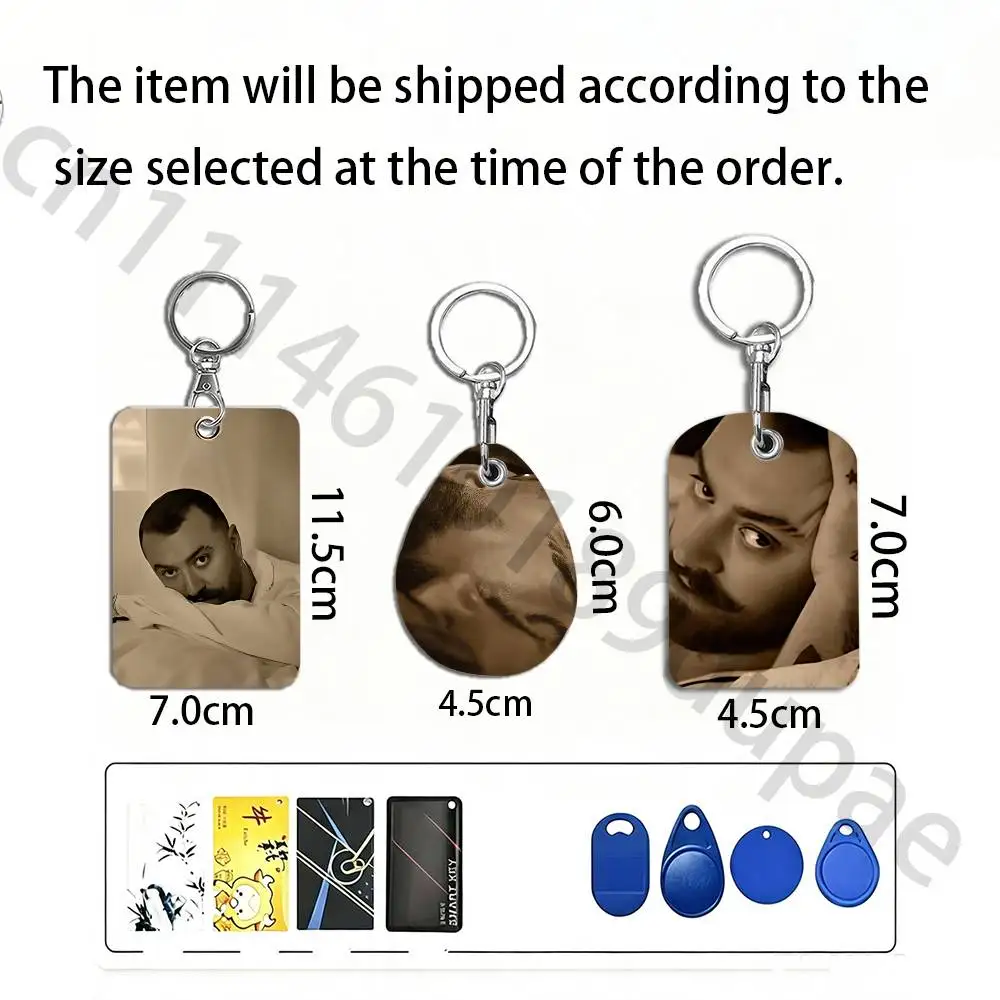 S-sam smith hazel eyes Protective Printed Leather Card Case Metal Keychain Accessory
