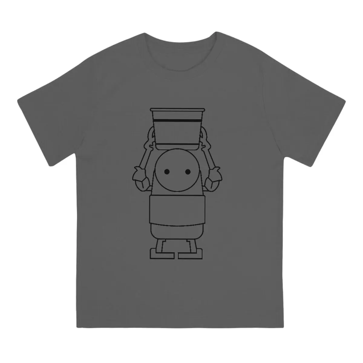 Automata Machine with Bucket Black T Shirt Men 100% Cotton Casual T-Shirt O Neck NIER Replicant Tees Short Sleeve Clothes Gift