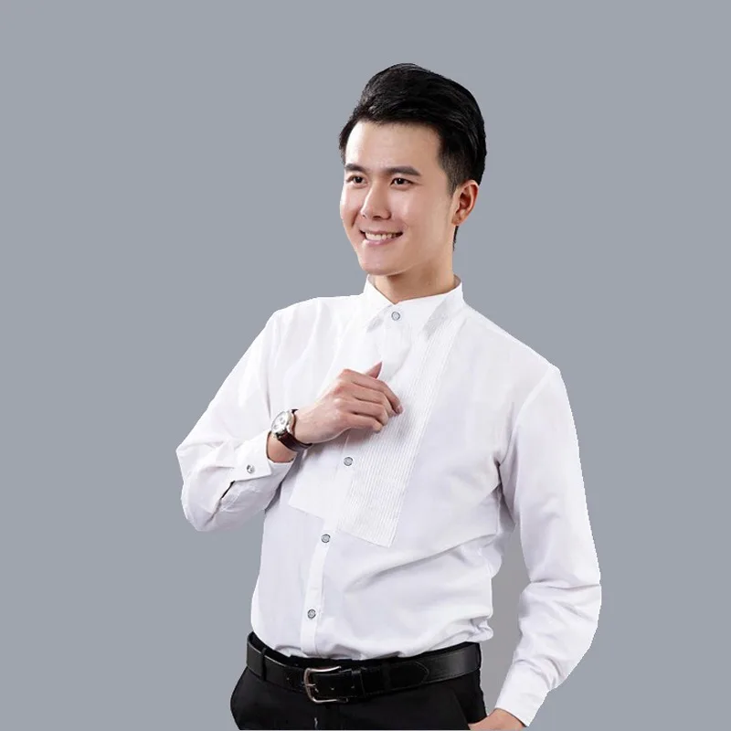 

Men's White Long-sleeve Shirt, Specifically Designed for Studio Photography, Hosts, and Singers' Stage Performances.