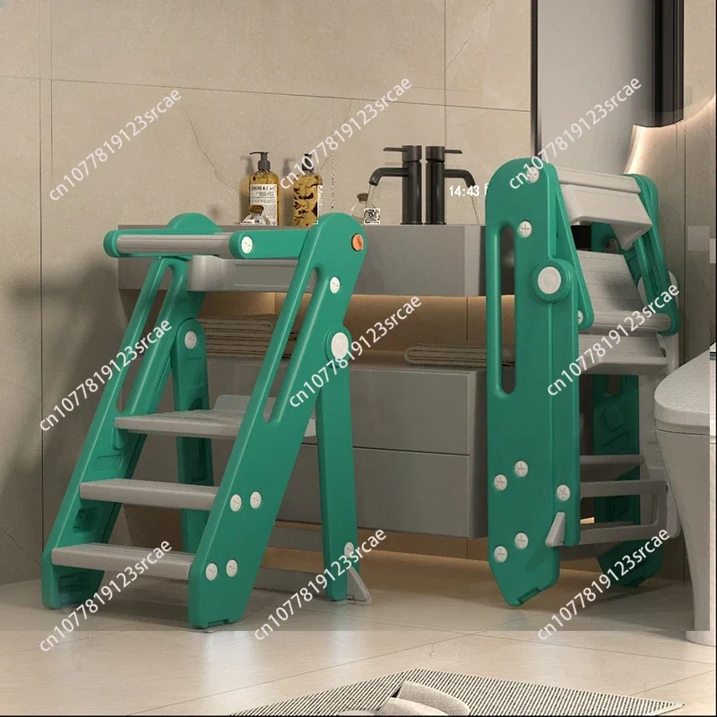 Foldable Practical Learning Tower Baby Washstand Step Stool,  Ascending Footstool, Adjustable Hand Washing Stairs,