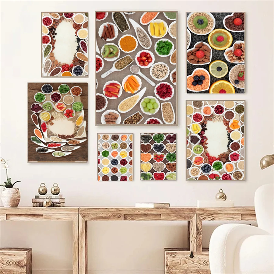 

Commissariat Cupboard Fruits Posters Wall Art Prints Food Plate Canvas Painting Flowers Decor Pictures Dining Room Decoration