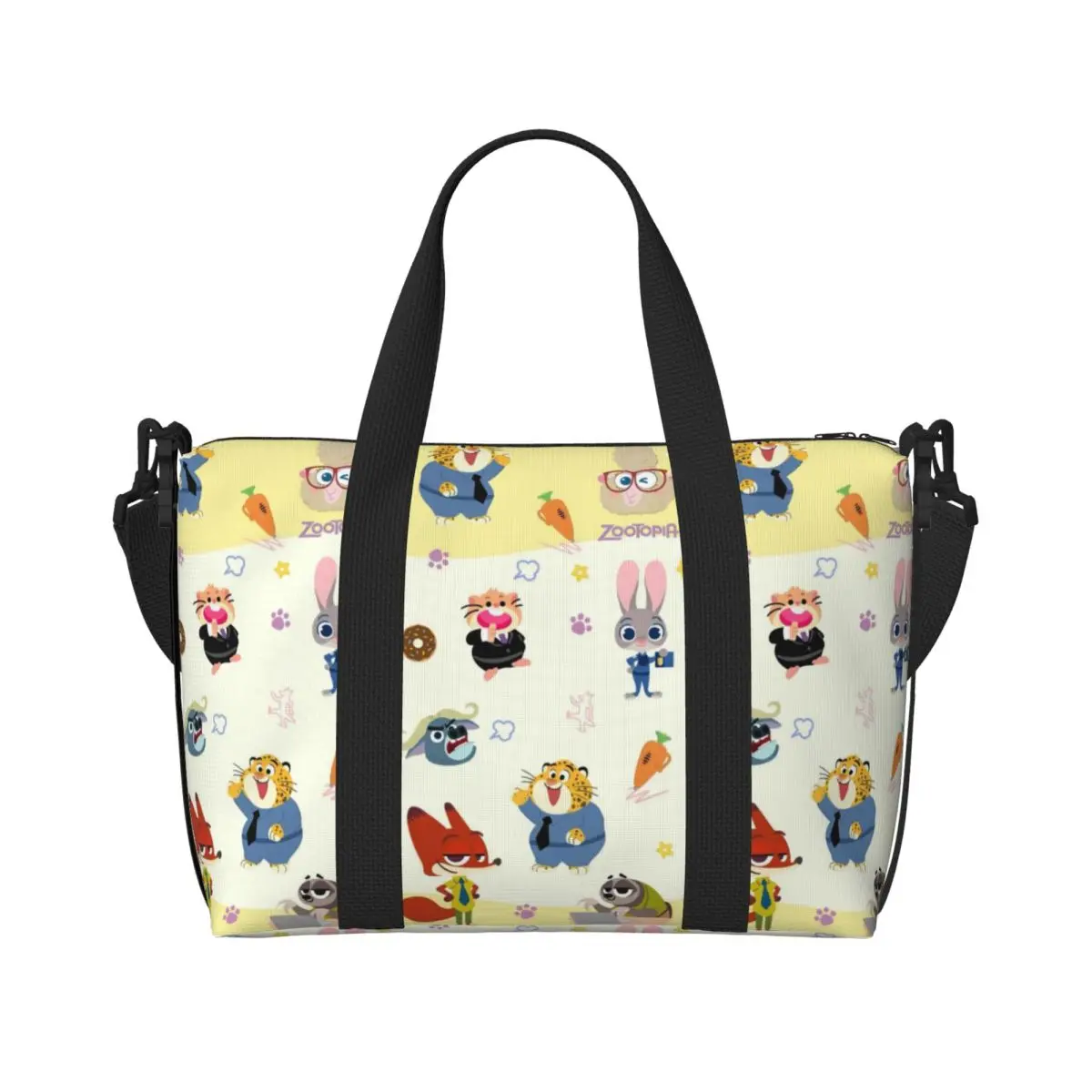 

Custom Z-Zootopia Wallpaper Beach Tote Bag for Women Extra Large Gym Carry On Cute Cartoon Travel Shopping Bags