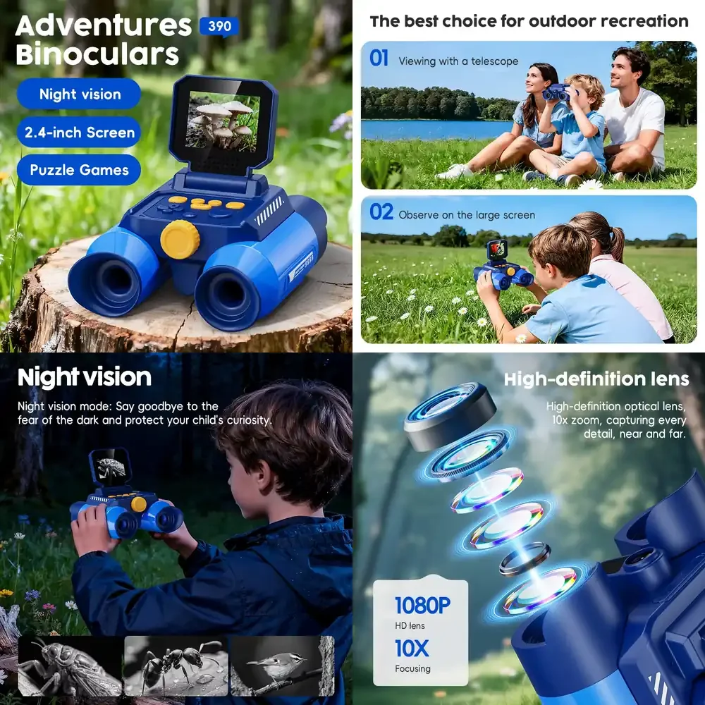 Portable Childrens Jungle Binoculars Magnification Toy Telescope for Kids Adventure and Educational Play