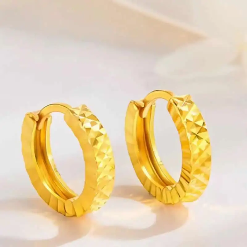 

Лидер продаж, серьги из желтого золота 18 карат, женские золотые серьги-кольца AU750