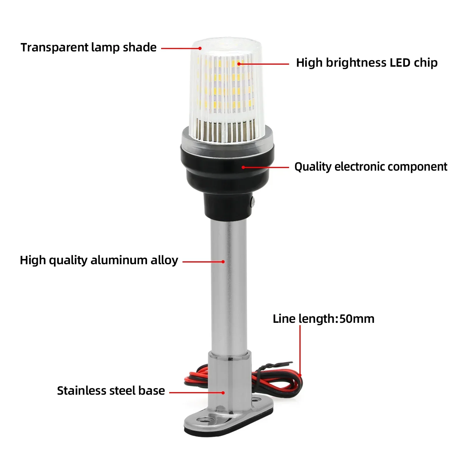 Enquêter de navigation LED pour bateau, yacht marin, possède un injecteur de navigation vers le bas, feu de signalisation de voile, accessoires de bateau, 12V-24V, 360