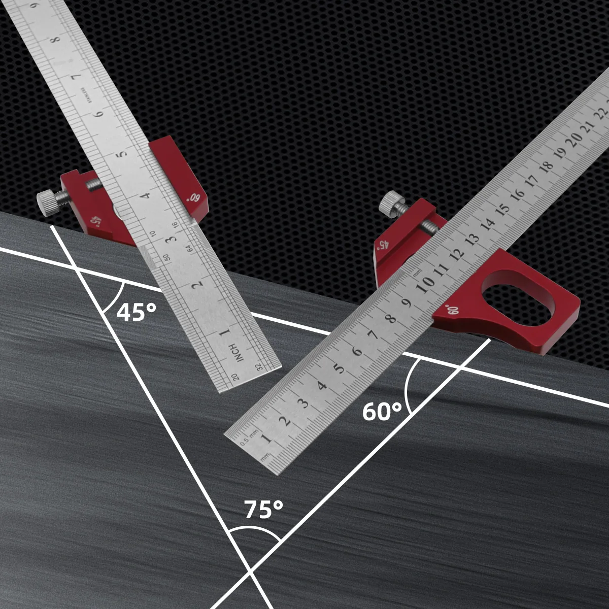 Einstellbare Stahl Lineal Positionierung Block Kombination Quadratischen Winkel Markierung Gauge Linie Glasritzrades Lineal Feste Position Mess Werkzeug – Detail 4