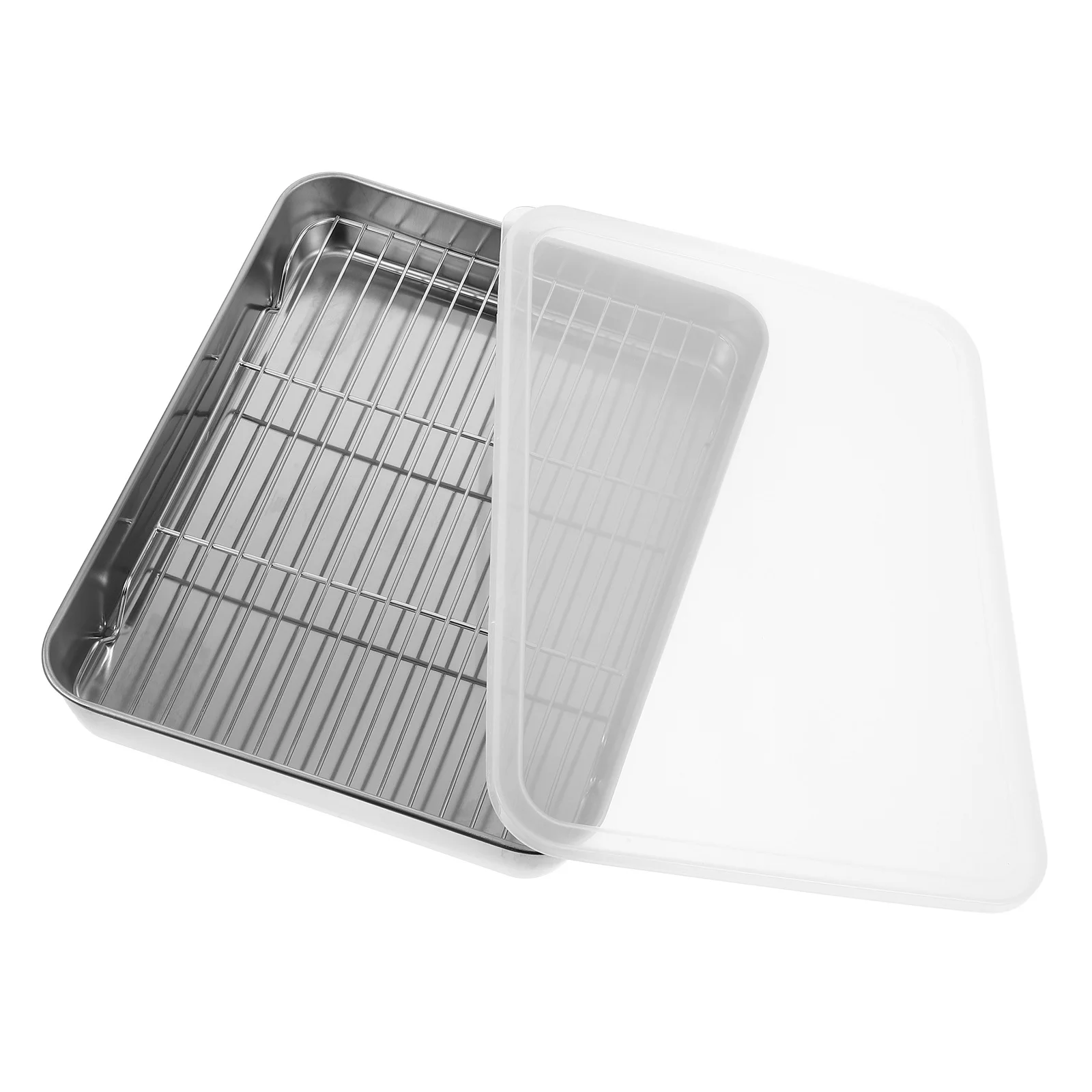 

Прямоугольный противень из нержавеющей стали с решеткой для запекания индейки, овощей, печенья, для кемпинга, барбекю, использования в духовке