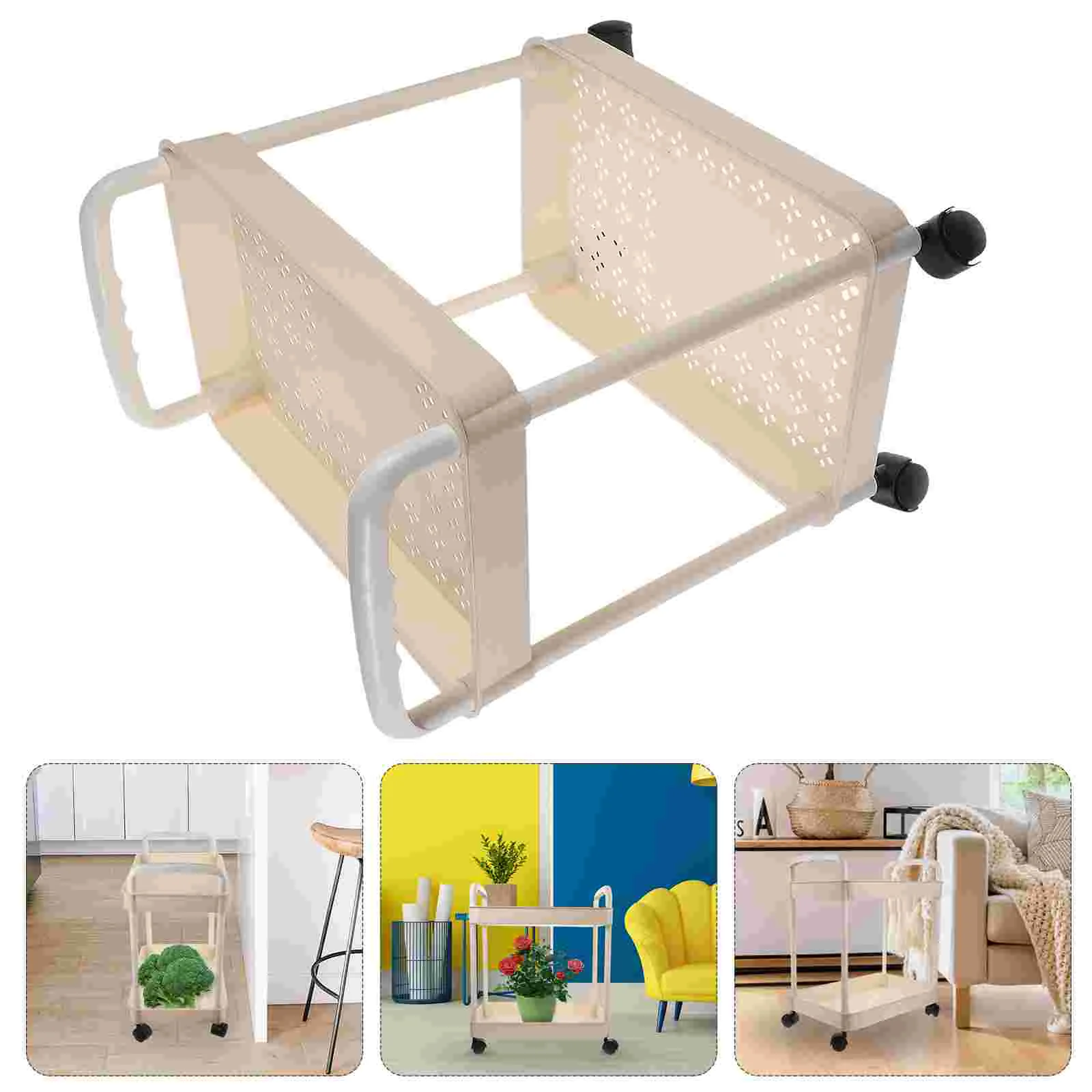 Plastic Movable with Handle Multi-Tier Rolling Cart Trolley Rolling Cart For Nursery Trolley Cart With Wheels Cart Organizer