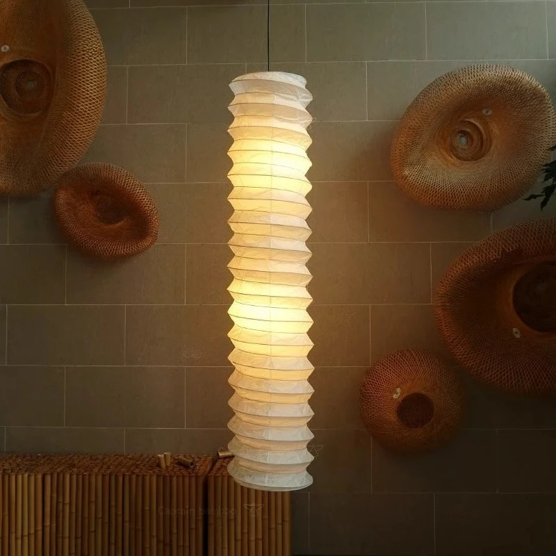 Noguchi Retro Paper Pendnat Lamps Japanese Wabi Sabi Style Teahouse Zen Living Room Loft Coffee Shop Indoor Hanging Chandeliers