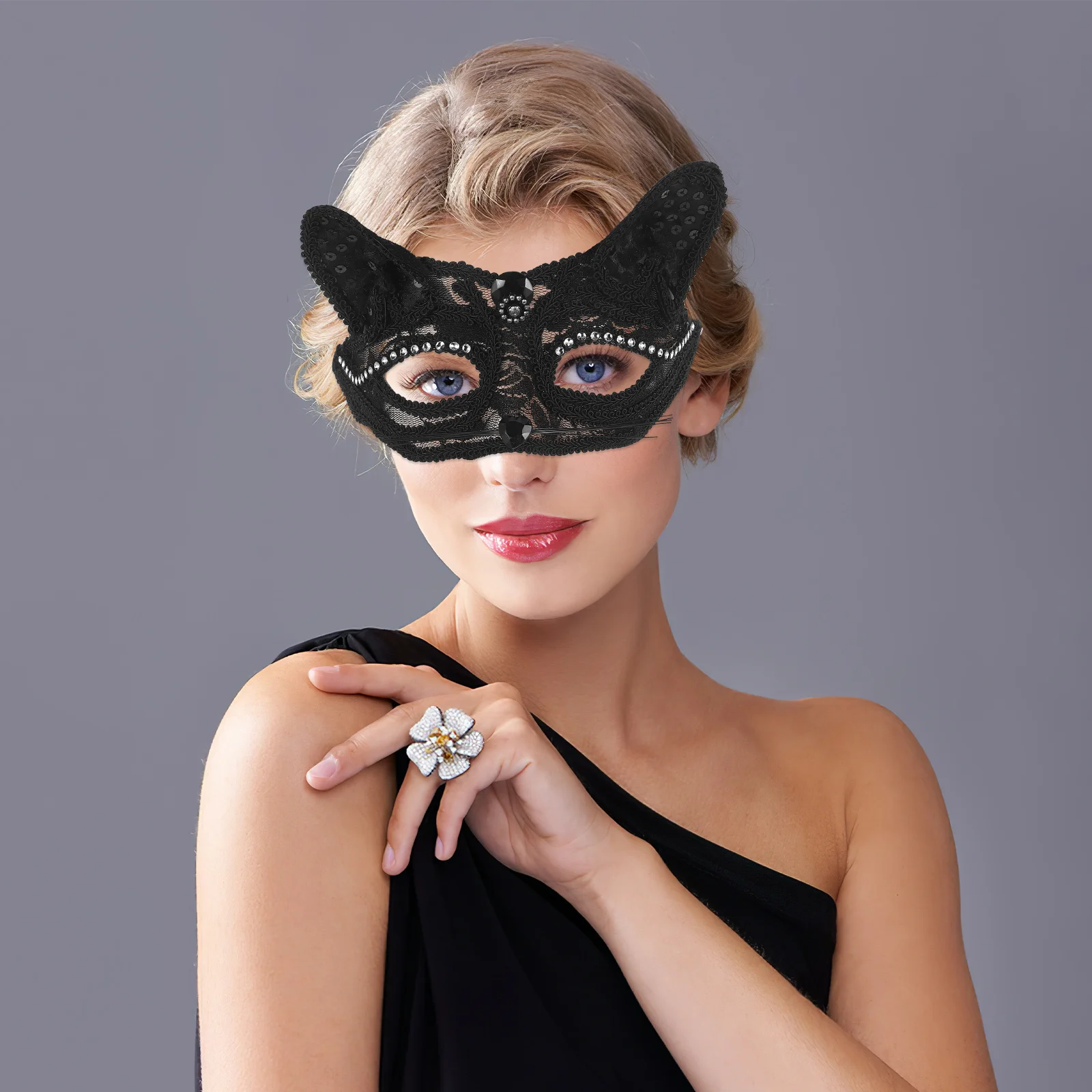 

Маска лисы на половину лица, кружевной дизайн, легкий черный металл, маскарадная вечеринка, косплей, мяч, маскарадные бальные маски